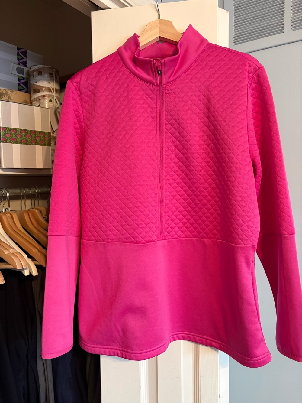 PGA  Fuchsia Quilted Half-Zip Jacket